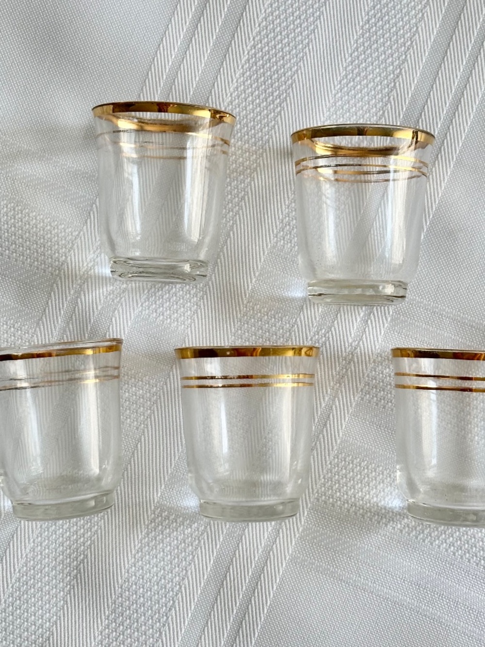 Vintage French Shot Glasses with Gold Rims